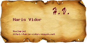 Haris Vidor névjegykártya